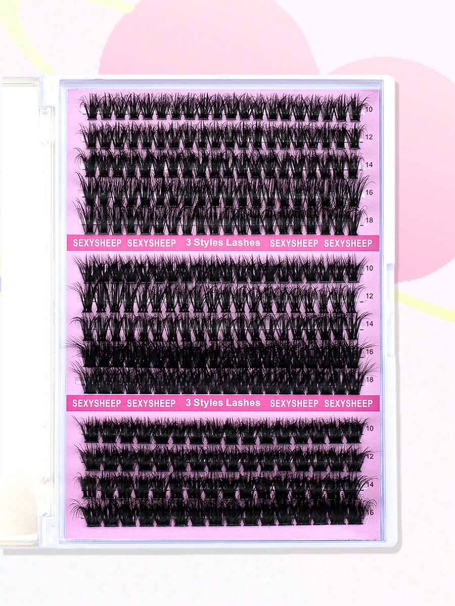 SEXYSHEEP 140pcs D-Curl Fluffy False Eyelashes Mixed Set