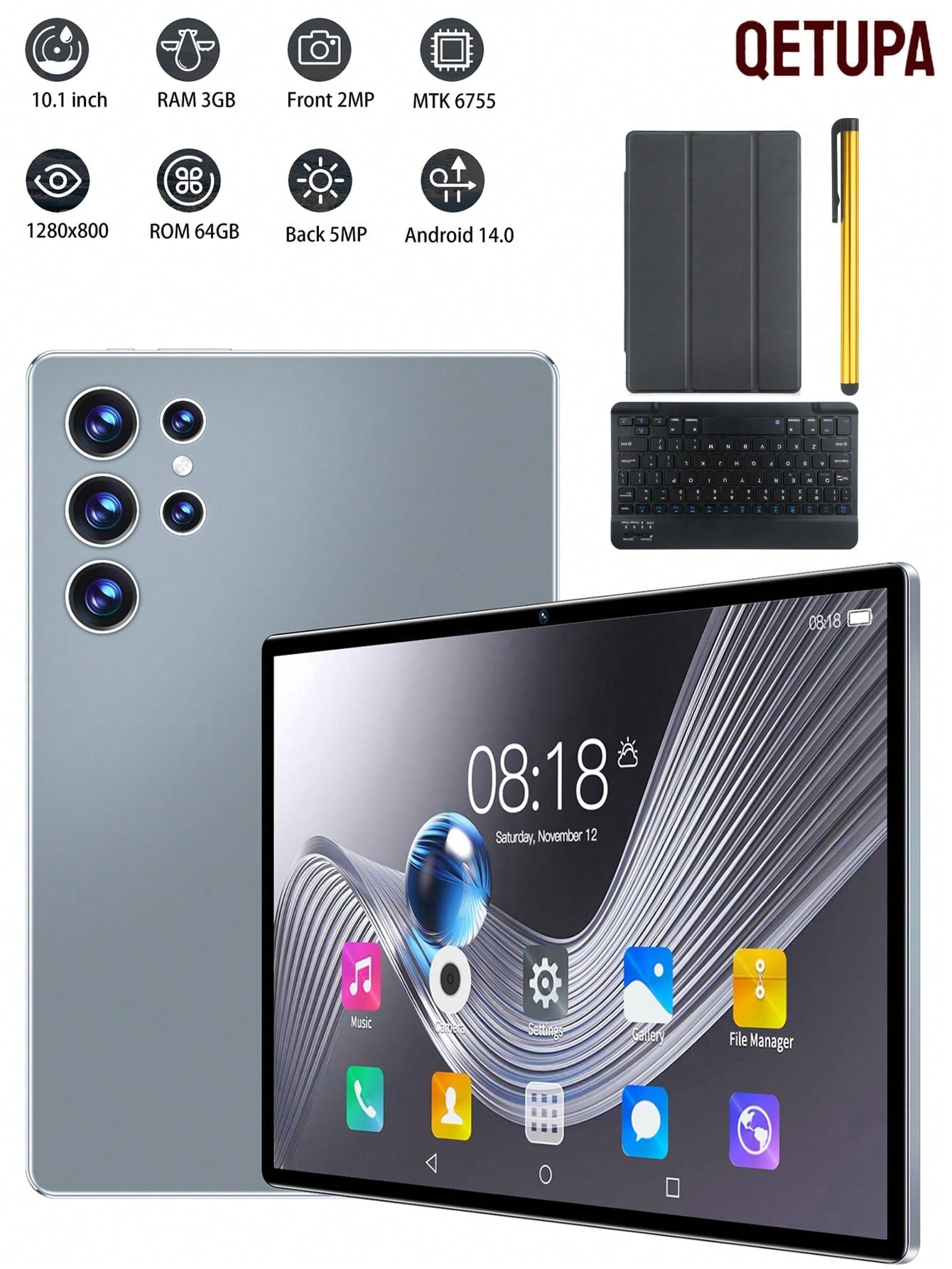 Qetupa 10.1-Inch Android 14 Tablet