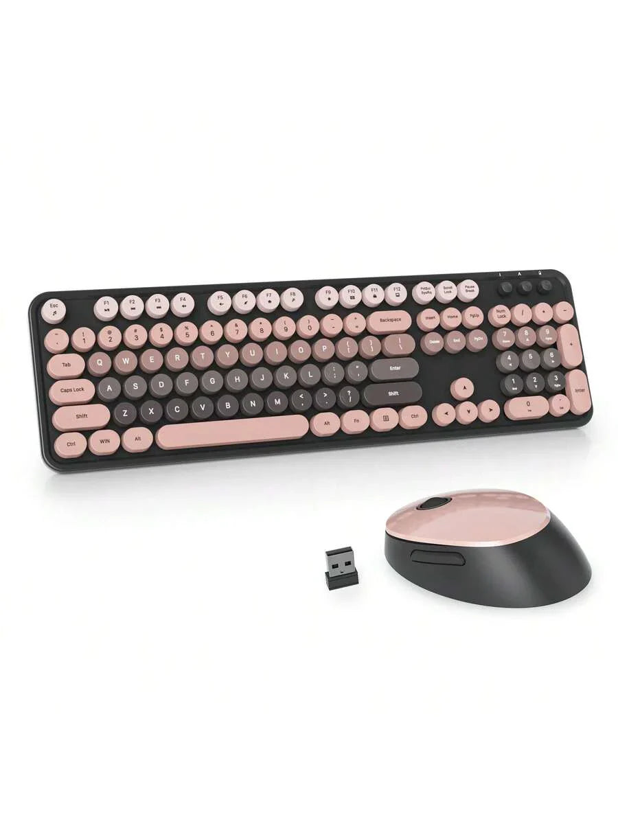 Wireless Keyboard And Mouse Set, Cute Keyboard And Mouse Combo