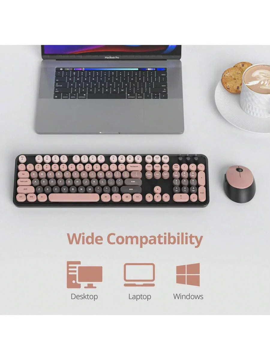 Wireless Keyboard And Mouse Set, Cute Keyboard And Mouse Combo