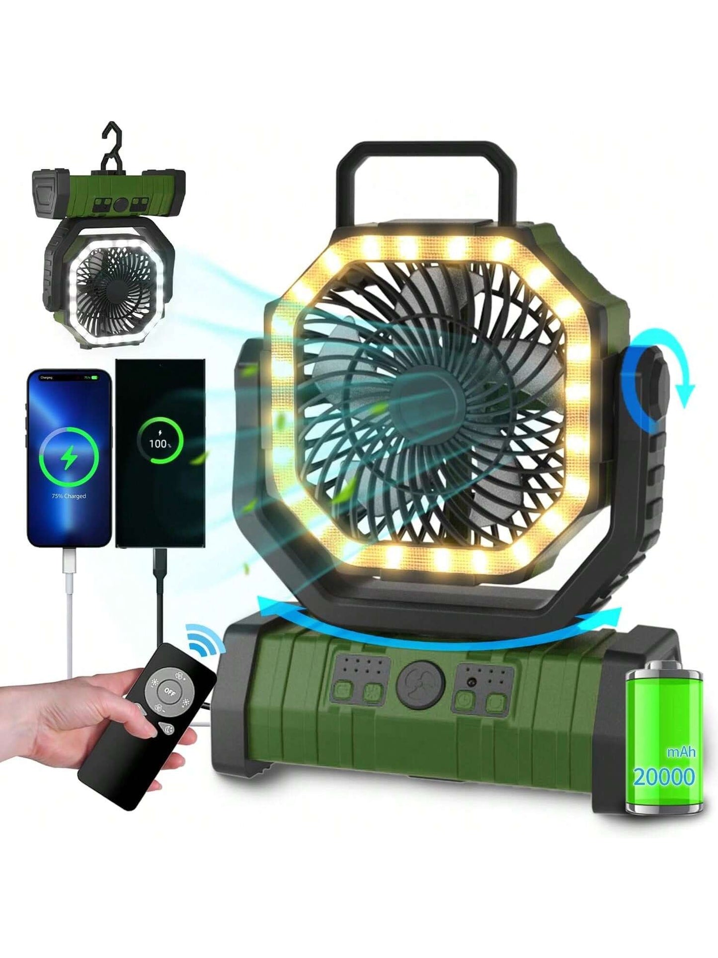 BDQ 20000mAh Portable Camping Fan