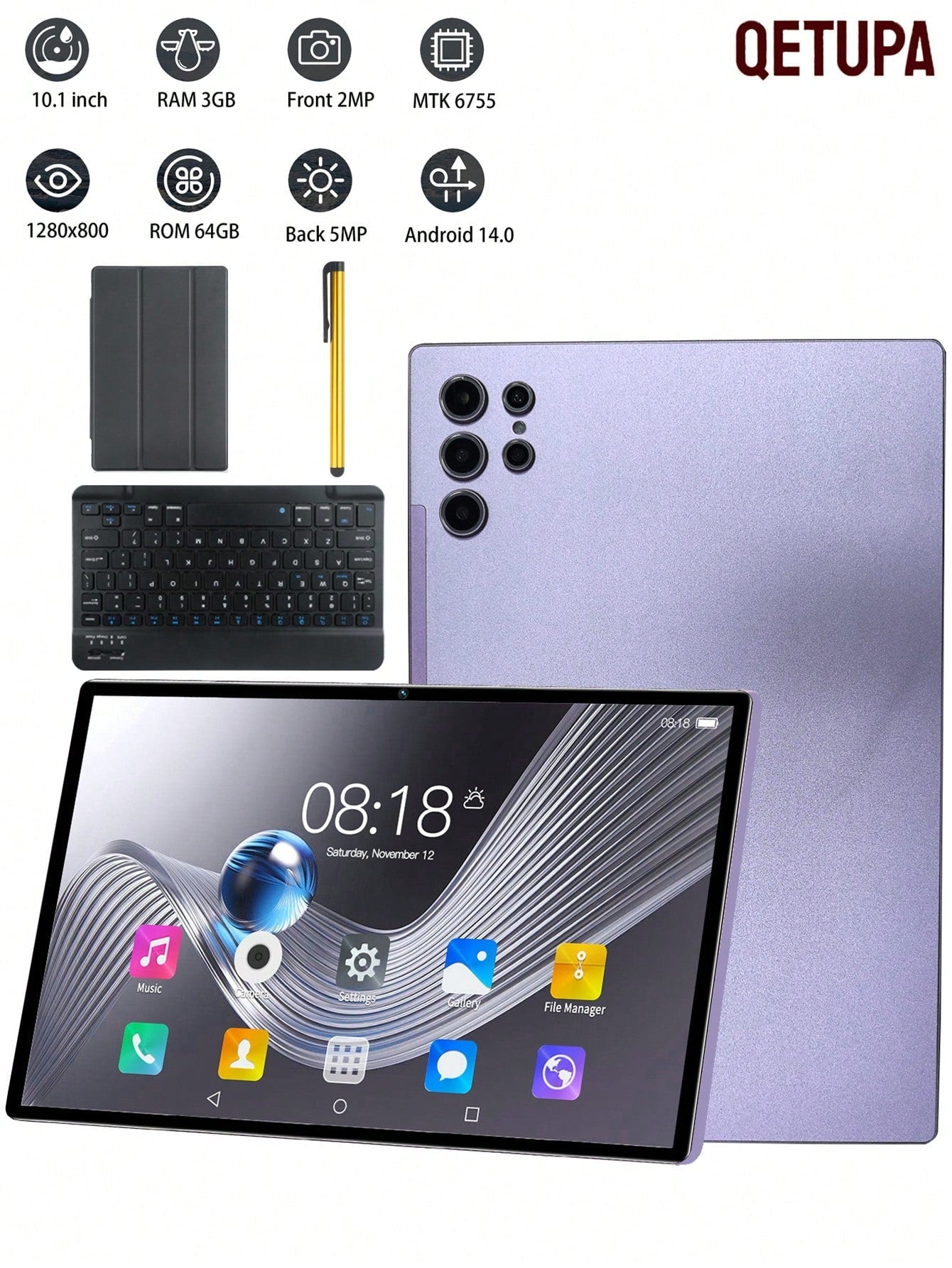 Qetupa 10.1-Inch Android 14 Tablet