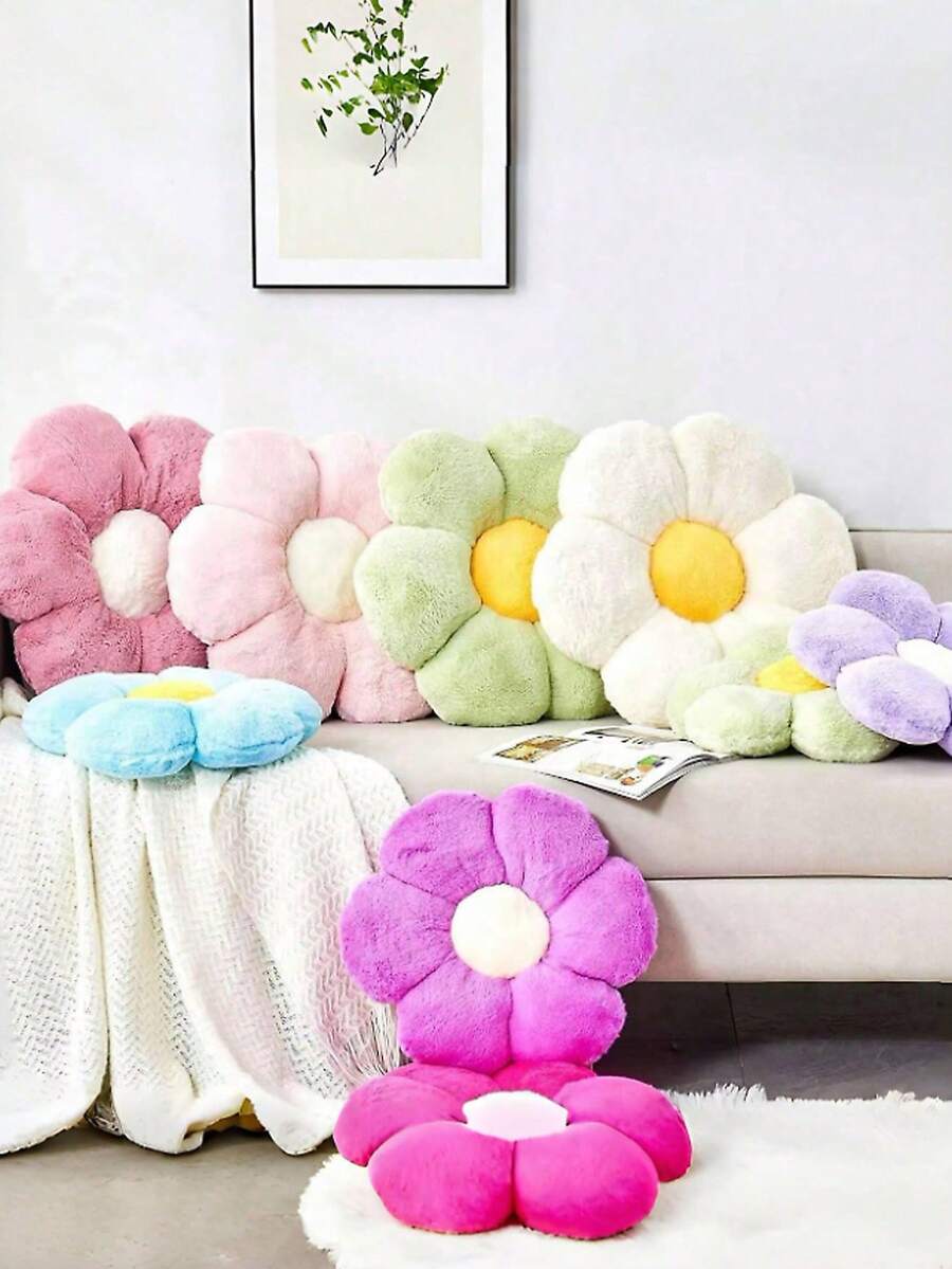 1pc Floral Decorative Throw Pillow, Cute & Soft Flower Plush Pillow