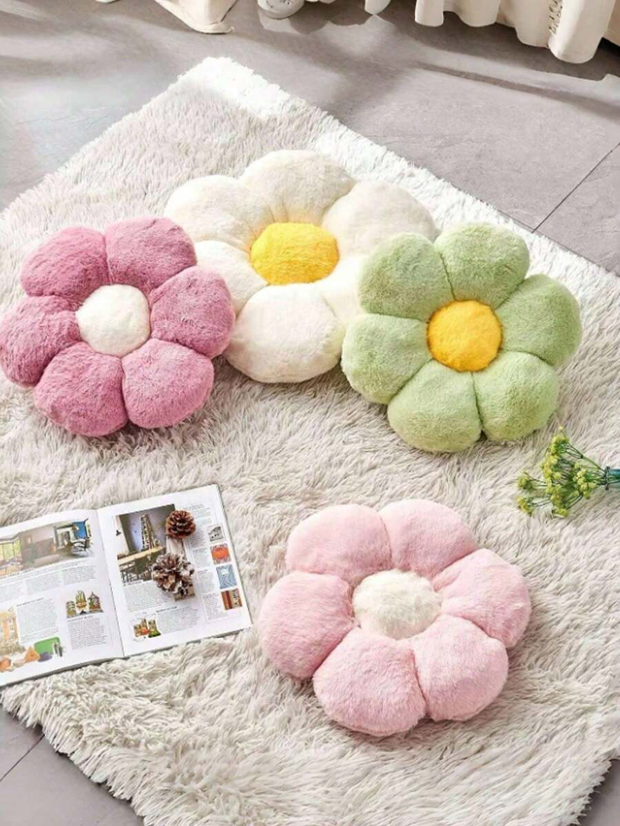 1pc Floral Decorative Throw Pillow, Cute & Soft Flower Plush Pillow