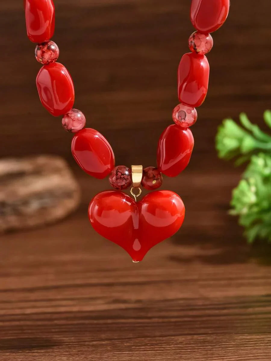 Elegant Fashion Gold Chain Plastic Orange Red Jelly