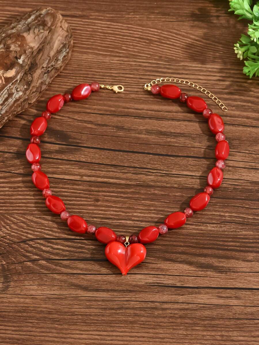 Elegant Fashion Gold Chain Plastic Orange Red Jelly