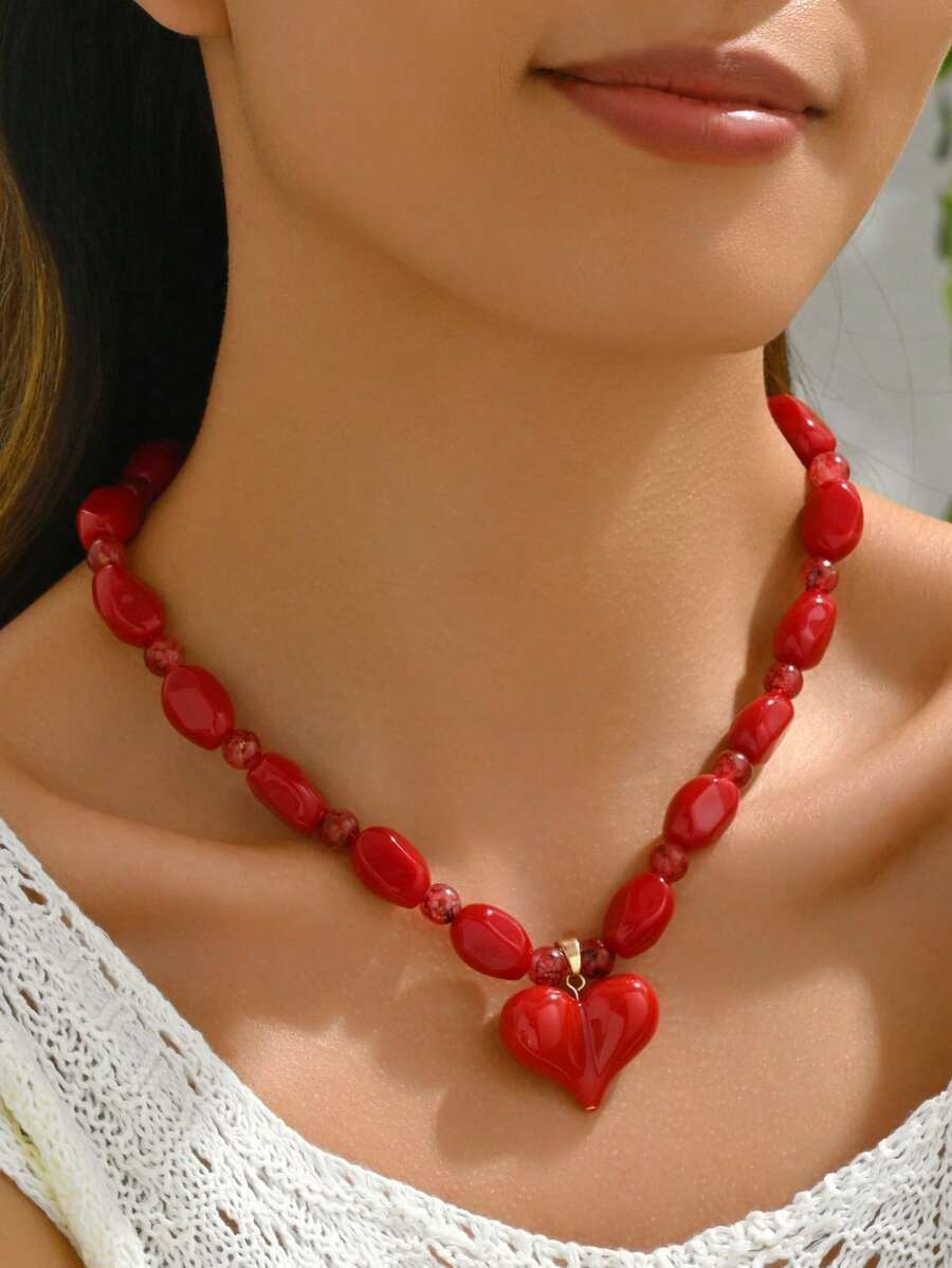 Elegant Fashion Gold Chain Plastic Orange Red Jelly