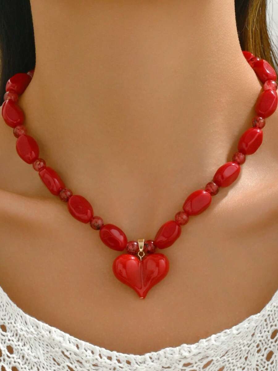 Elegant Fashion Gold Chain Plastic Orange Red Jelly