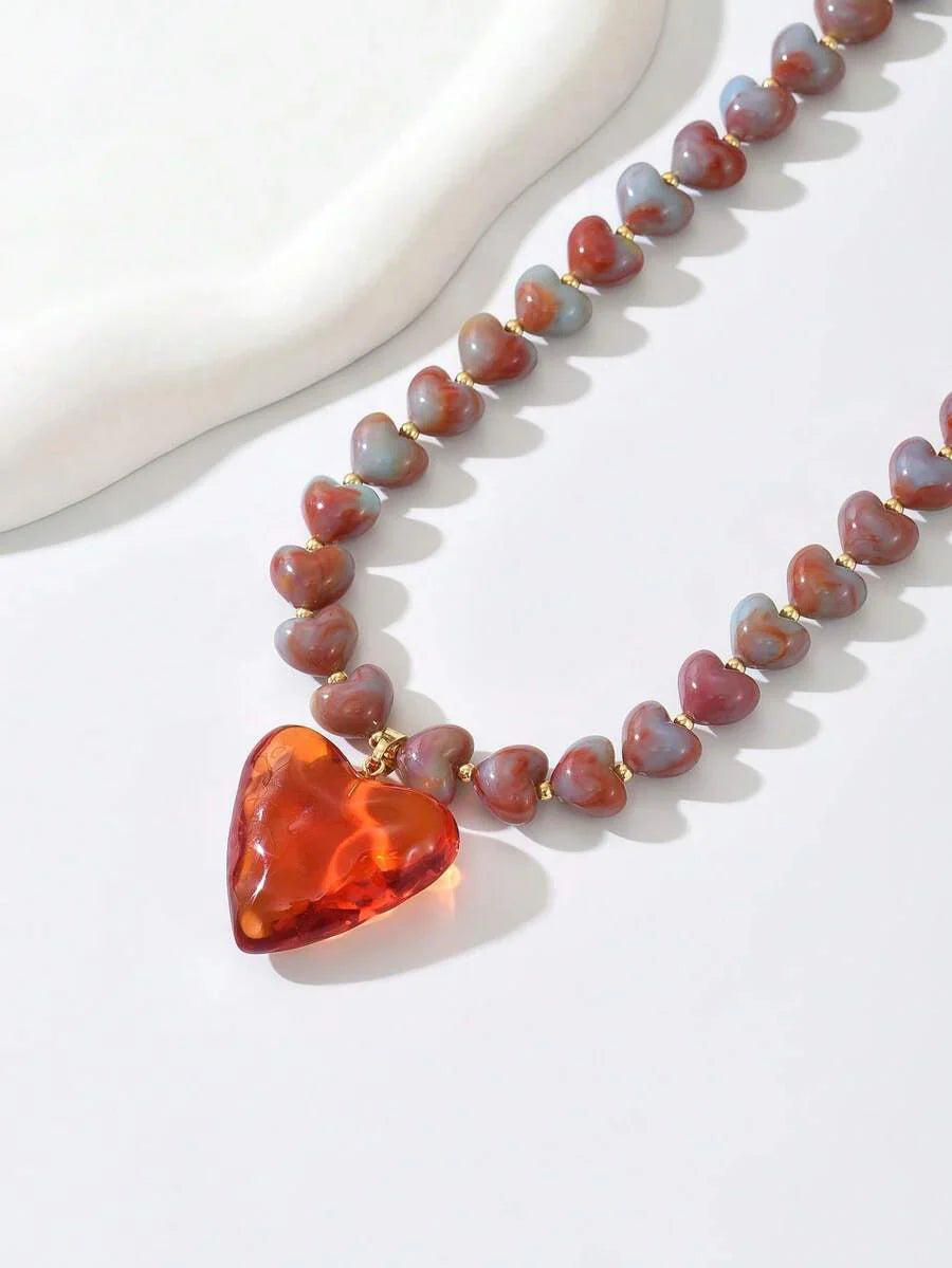 Elegant Fashion Gold Chain Plastic Orange Red Jelly