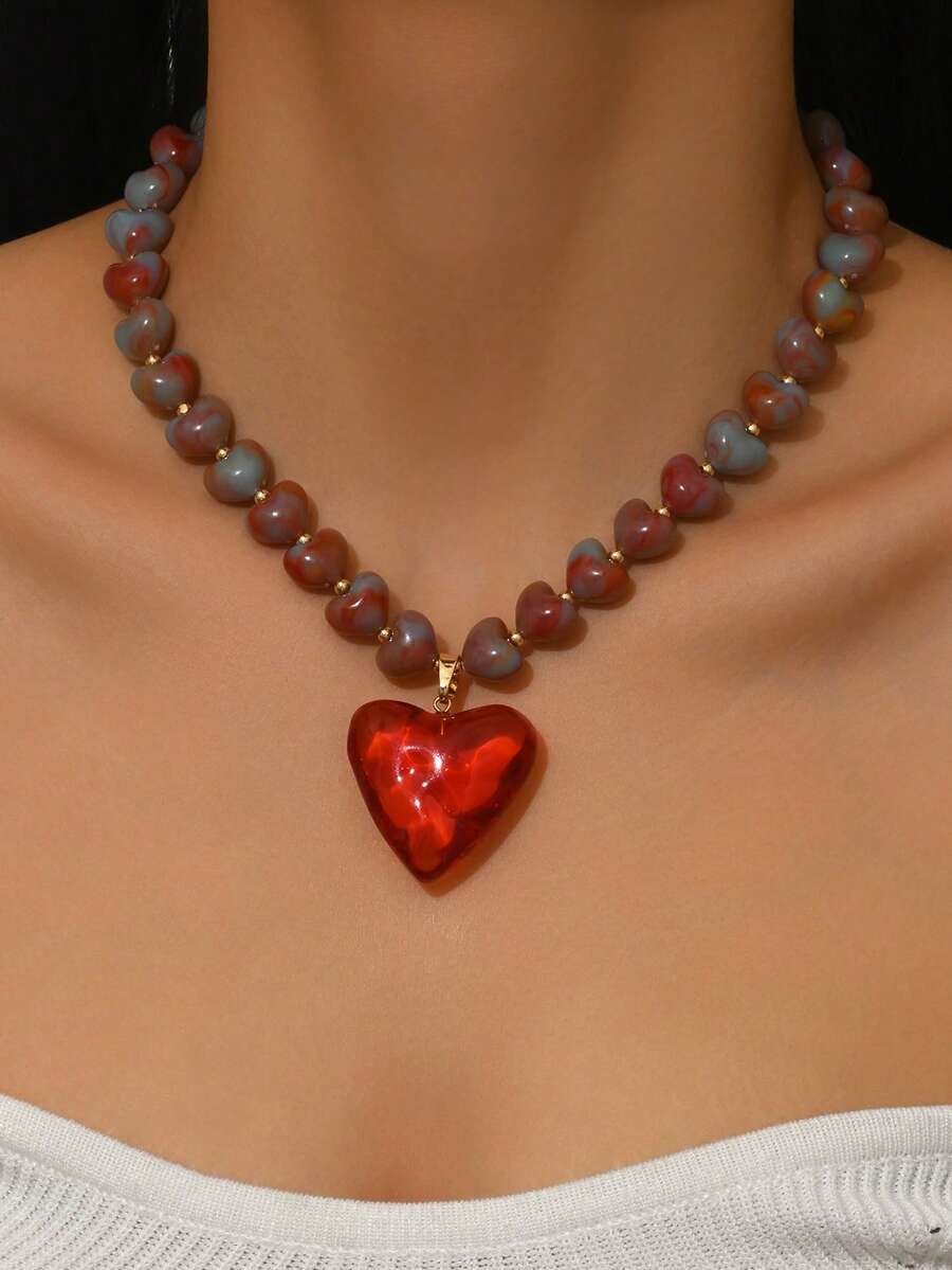 Elegant Fashion Gold Chain Plastic Orange Red Jelly