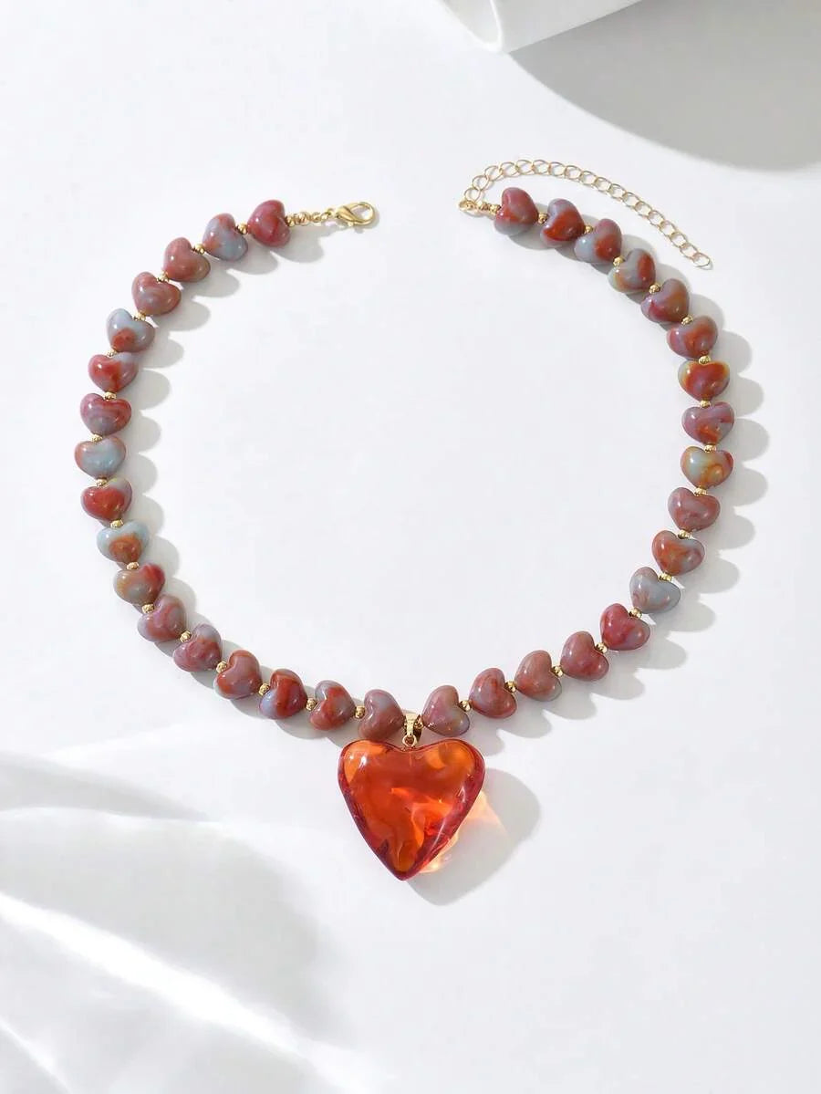 Elegant Fashion Gold Chain Plastic Orange Red Jelly