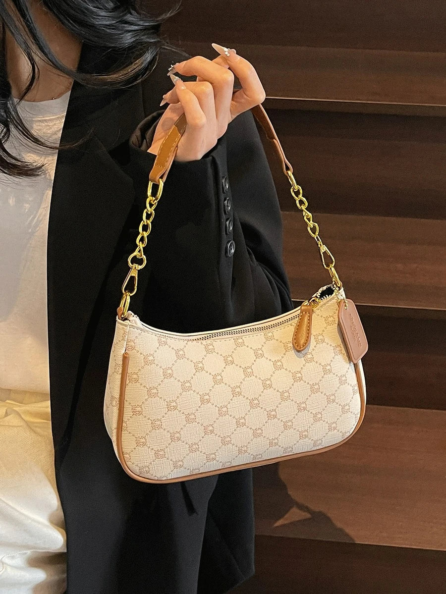 White Ladies' Shoulder Bag Made Of PU Material