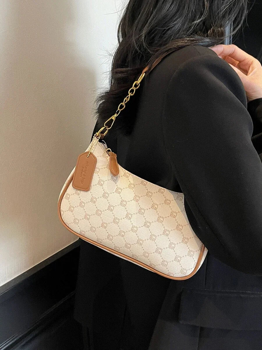 White Ladies' Shoulder Bag Made Of PU Material