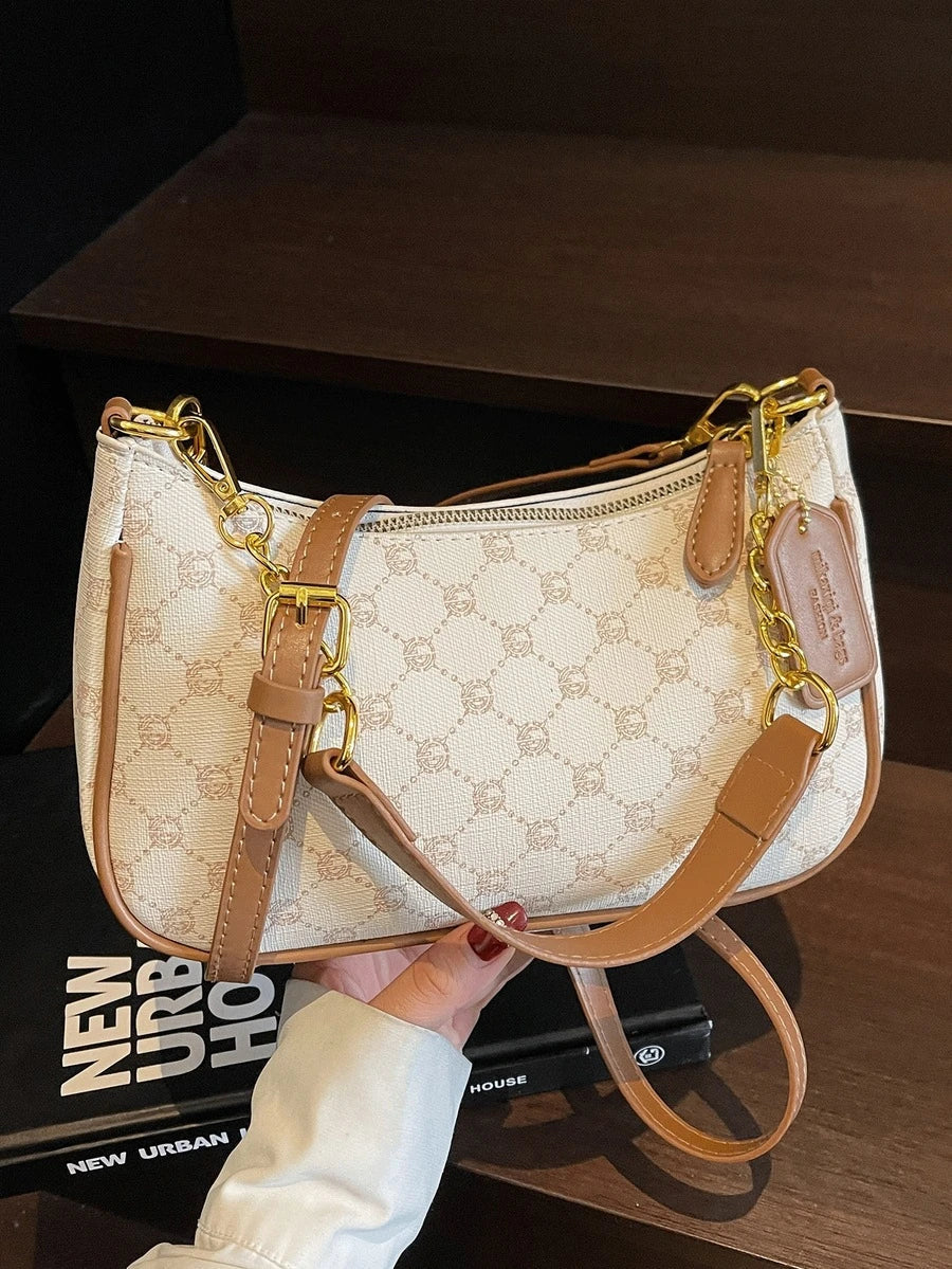 White Ladies' Shoulder Bag Made Of PU Material