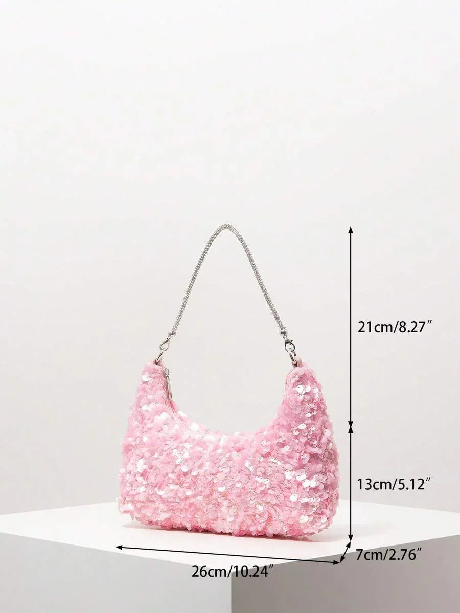 Random Pattern Shoulder Bag, Sequin Bag