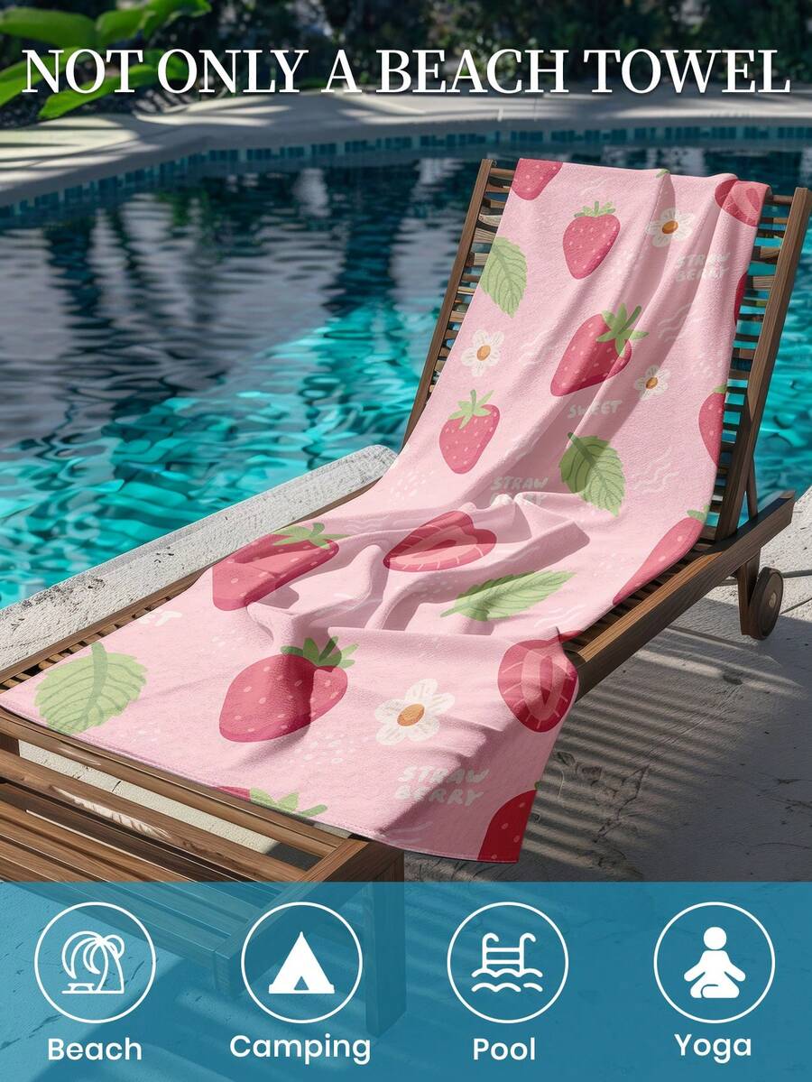 Printed Beach Towel, Summer Fruit Pattern Swimwear