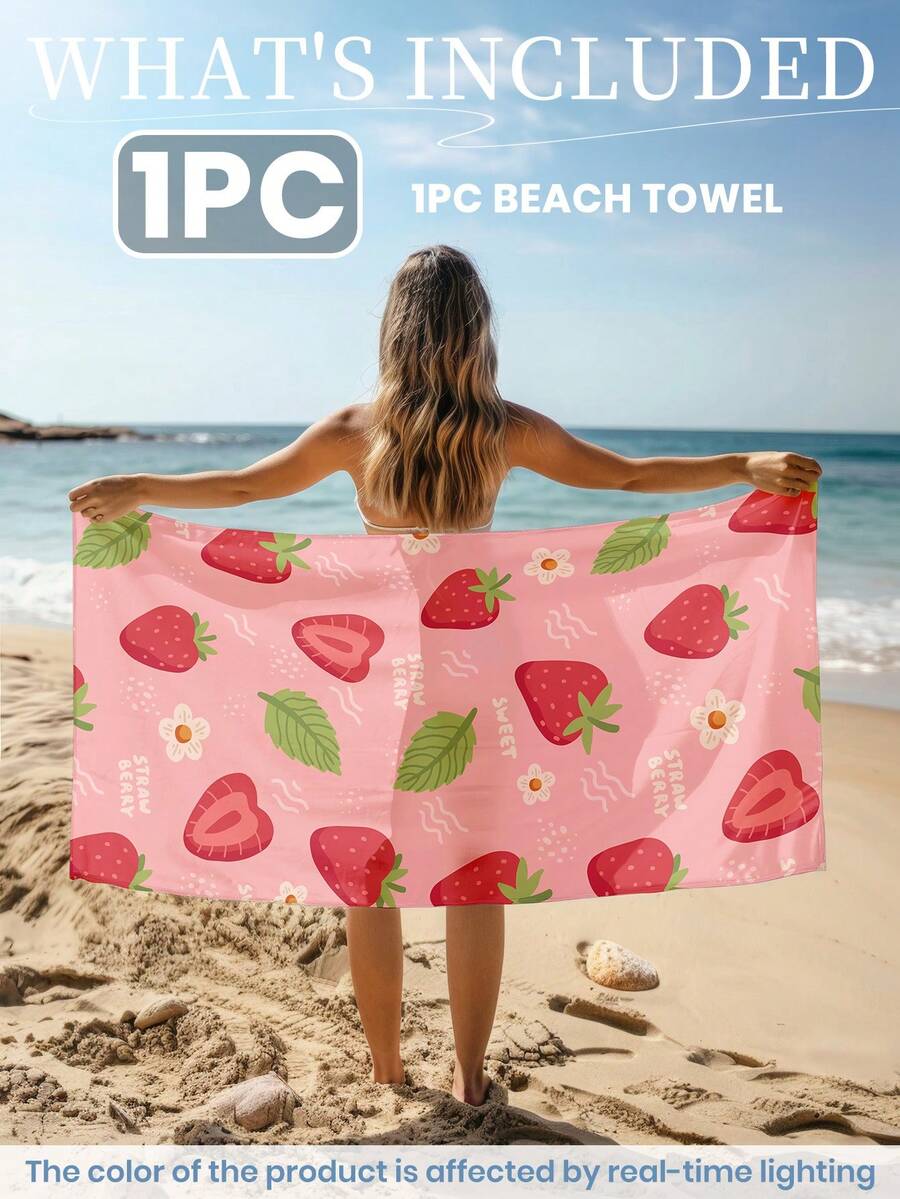 Printed Beach Towel, Summer Fruit Pattern Swimwear