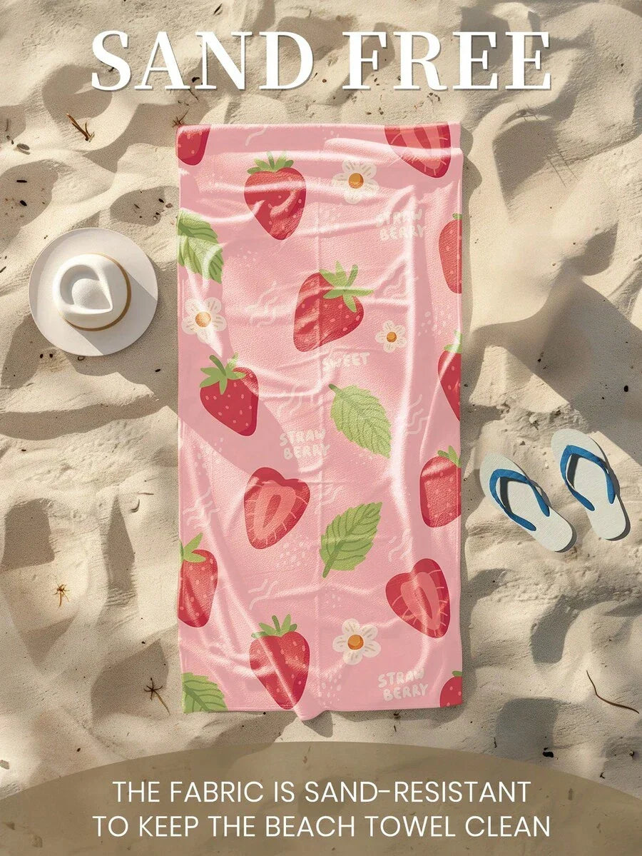 Printed Beach Towel, Summer Fruit Pattern Swimwear