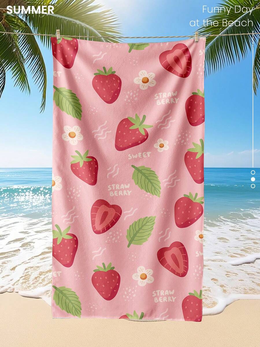 Printed Beach Towel, Summer Fruit Pattern Swimwear