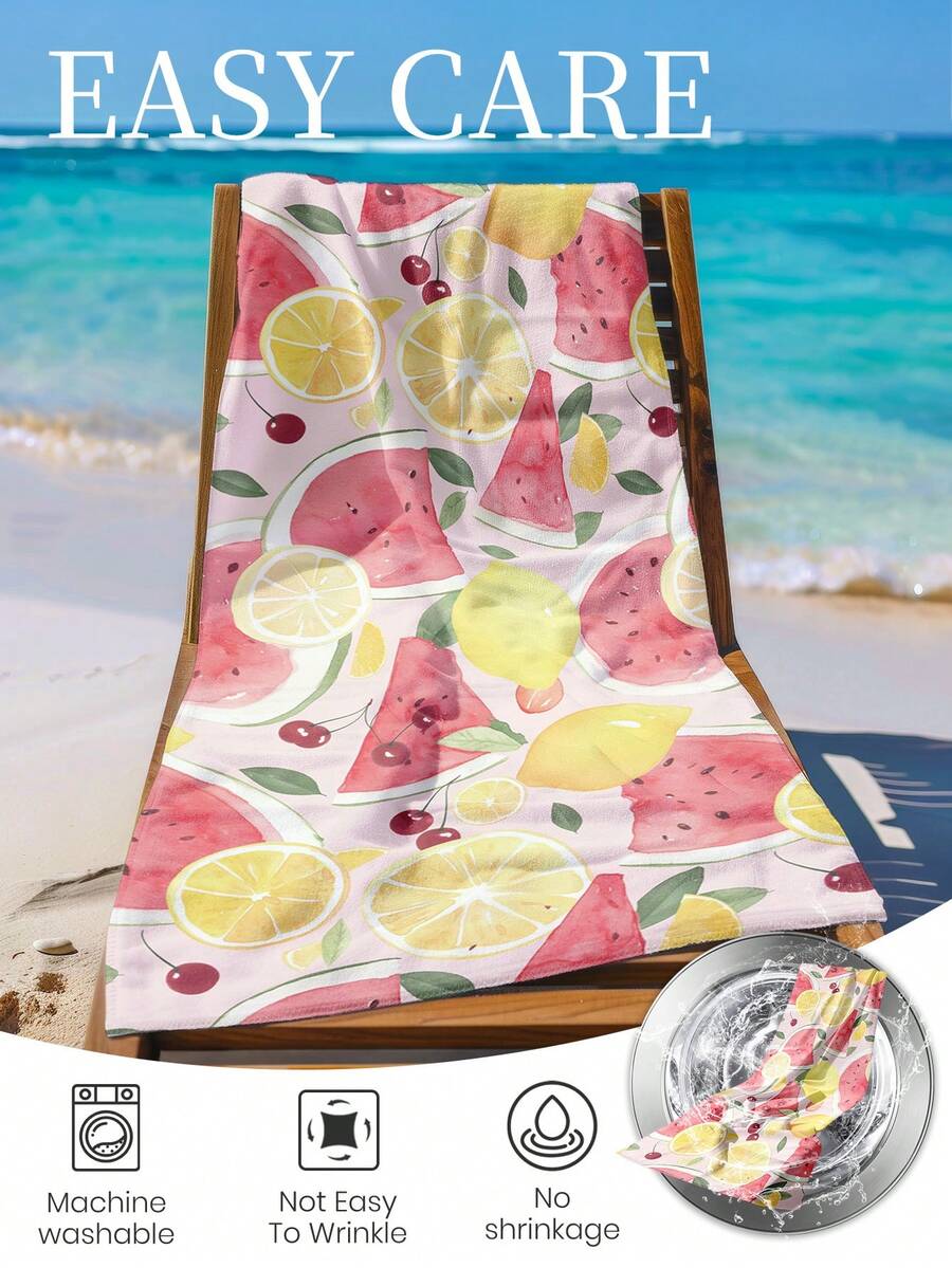 Printed Beach Towel, Summer Fruit Pattern Swimwear