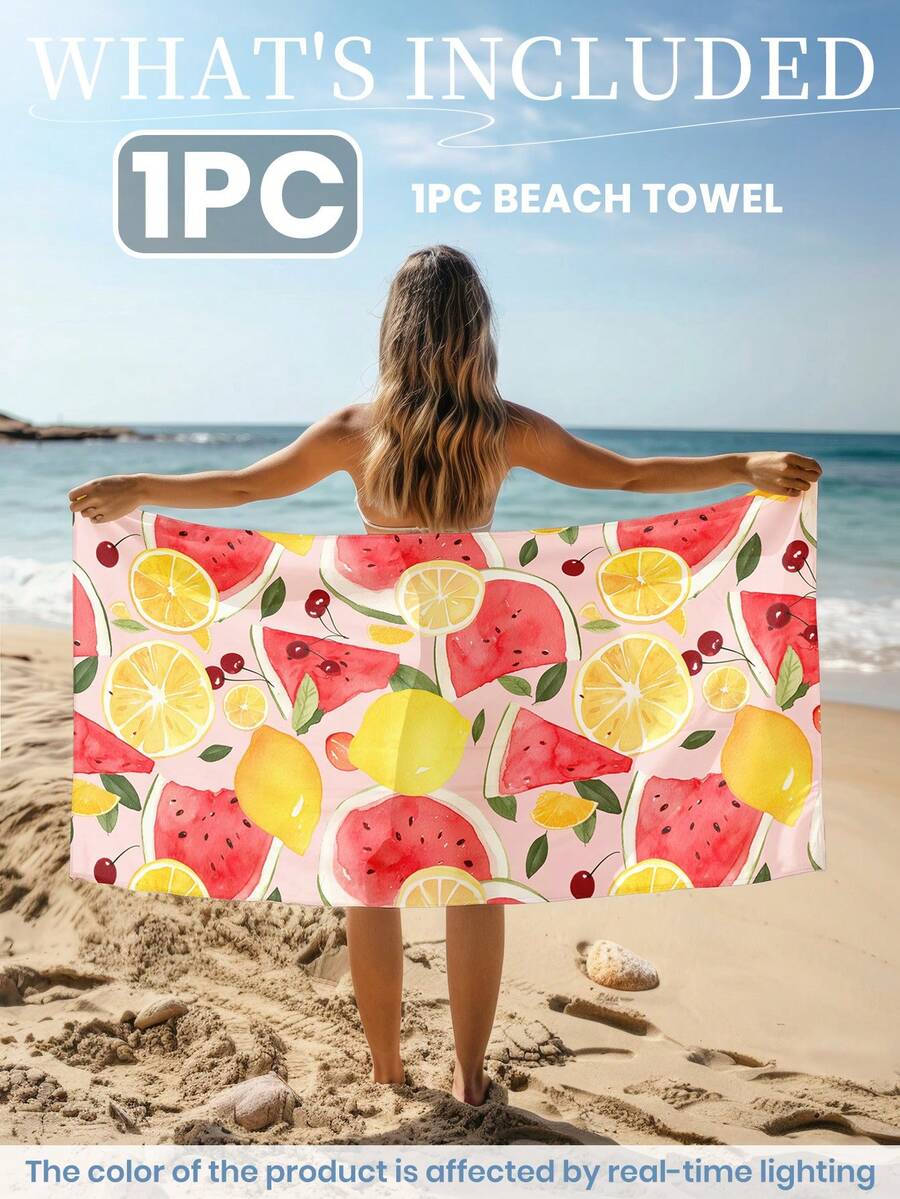 Printed Beach Towel, Summer Fruit Pattern Swimwear