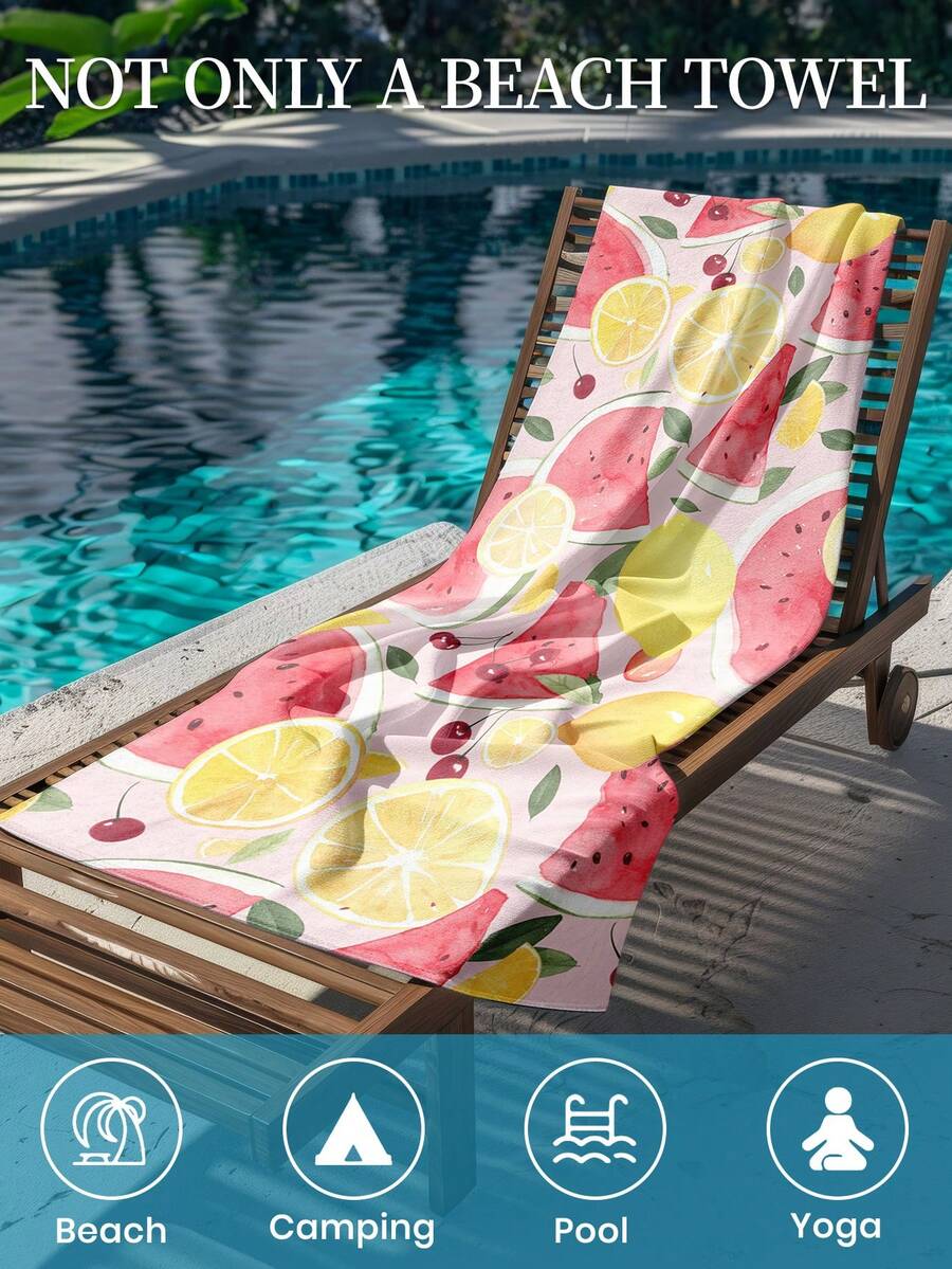 Printed Beach Towel, Summer Fruit Pattern Swimwear