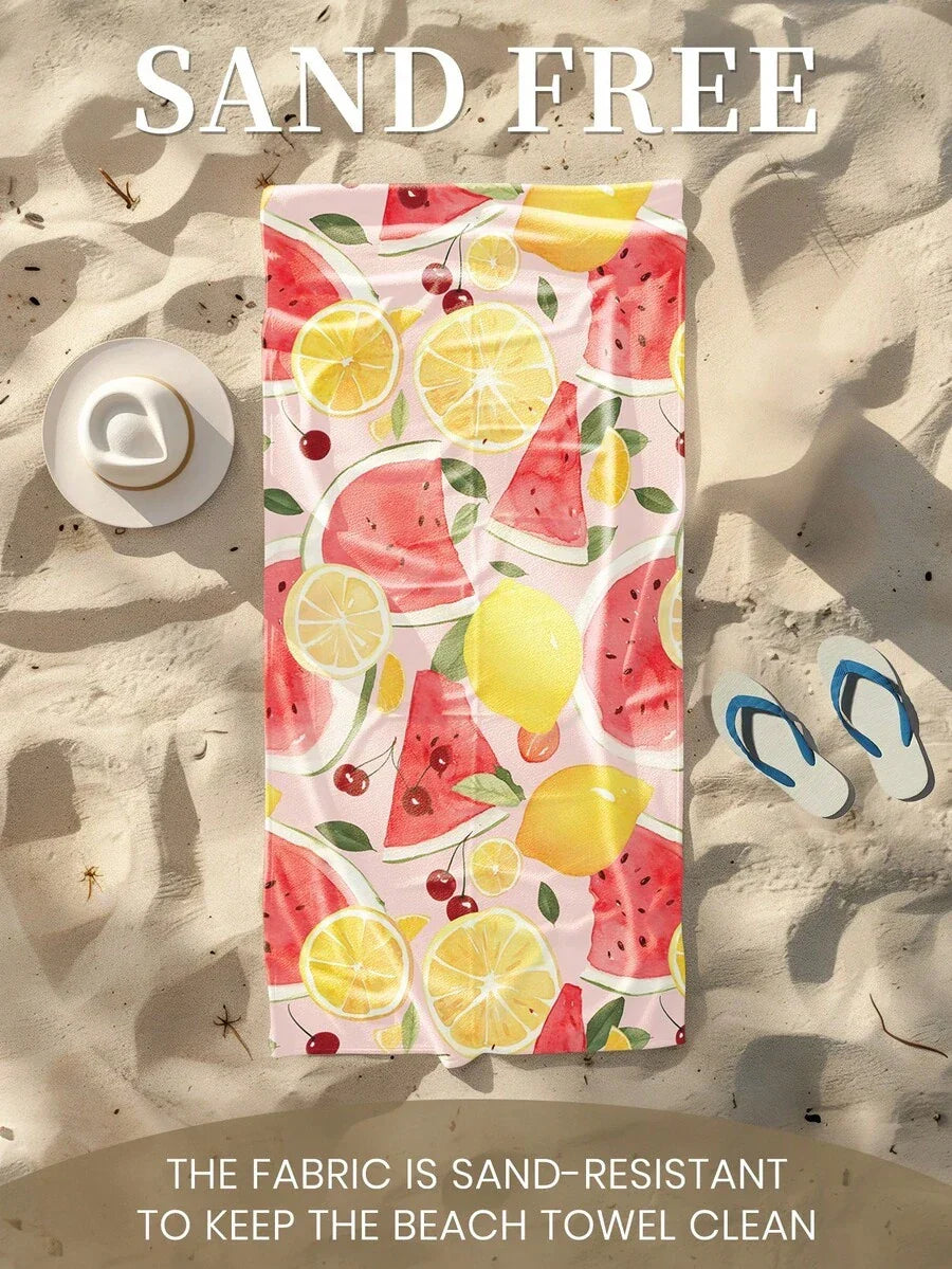 Printed Beach Towel, Summer Fruit Pattern Swimwear