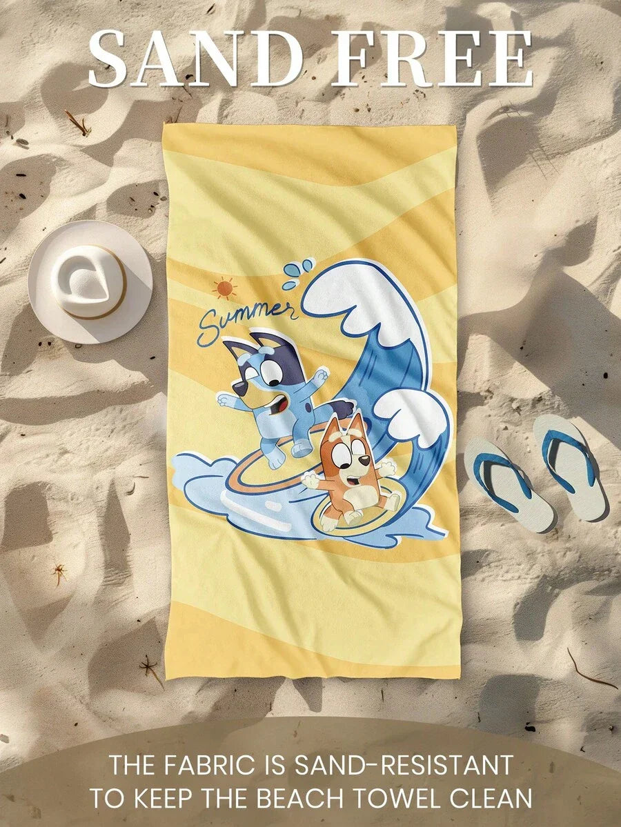 Bluey 1pc Blue Beach Towel, Playful Blue Pattern Swimwear