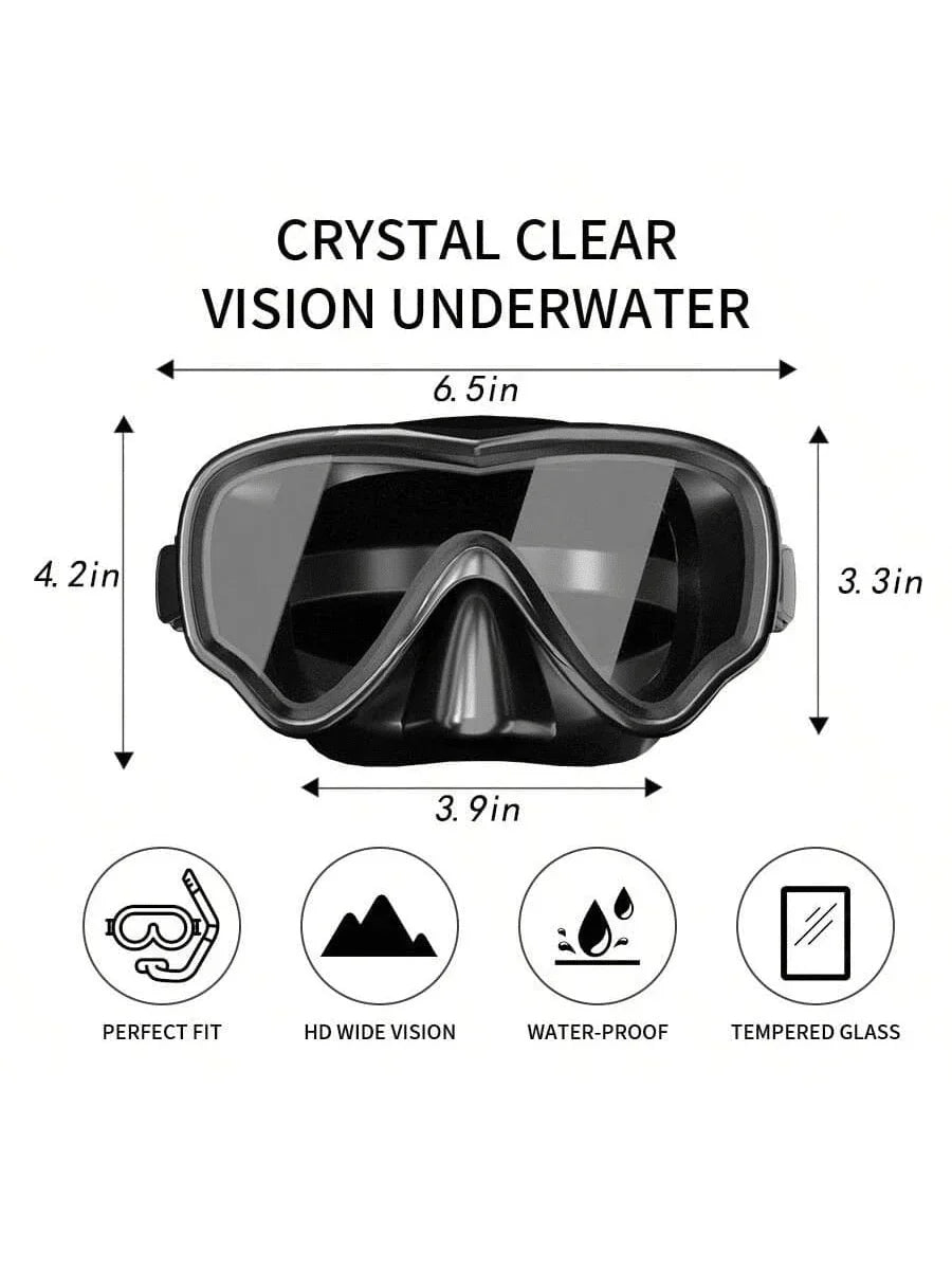 Adult Scuba Diving Mask, Tempered Glass One-Piece Mask