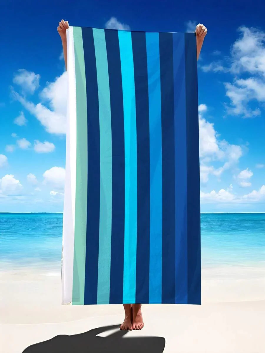 Blue Watercolor Beach Towel, Microfiber Beach Towel