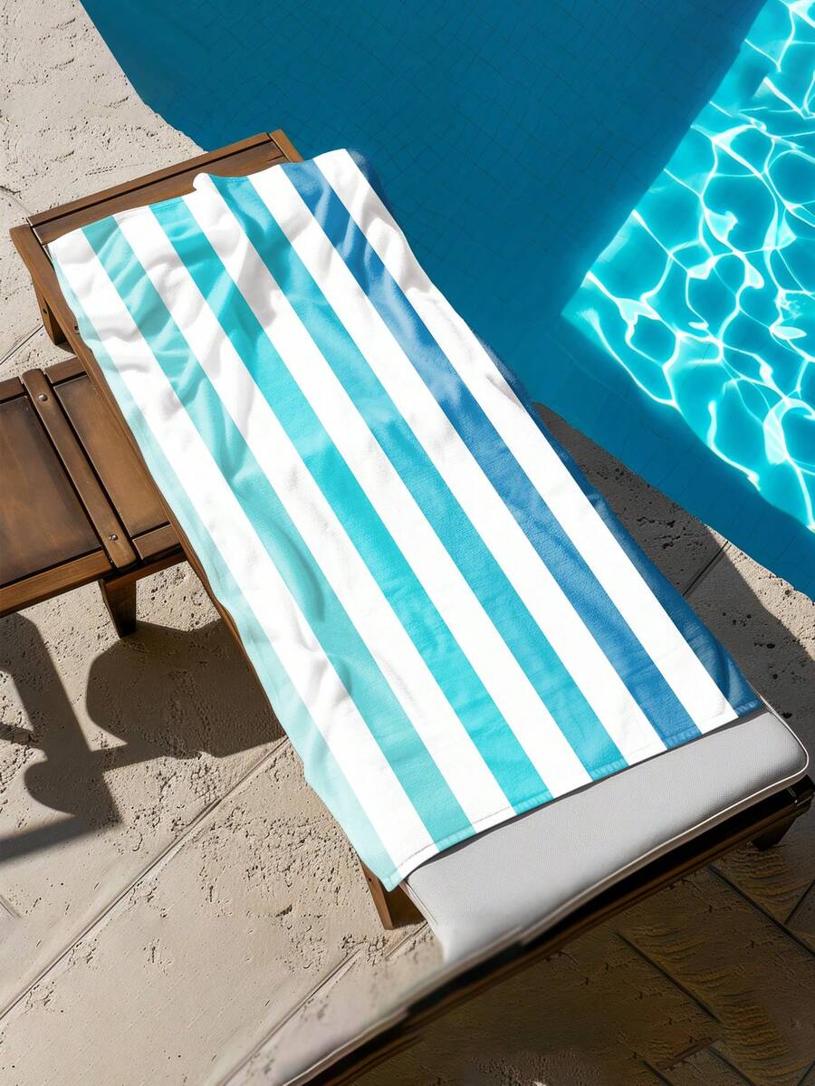 Blue Watercolor Beach Towel, Microfiber Beach Towel