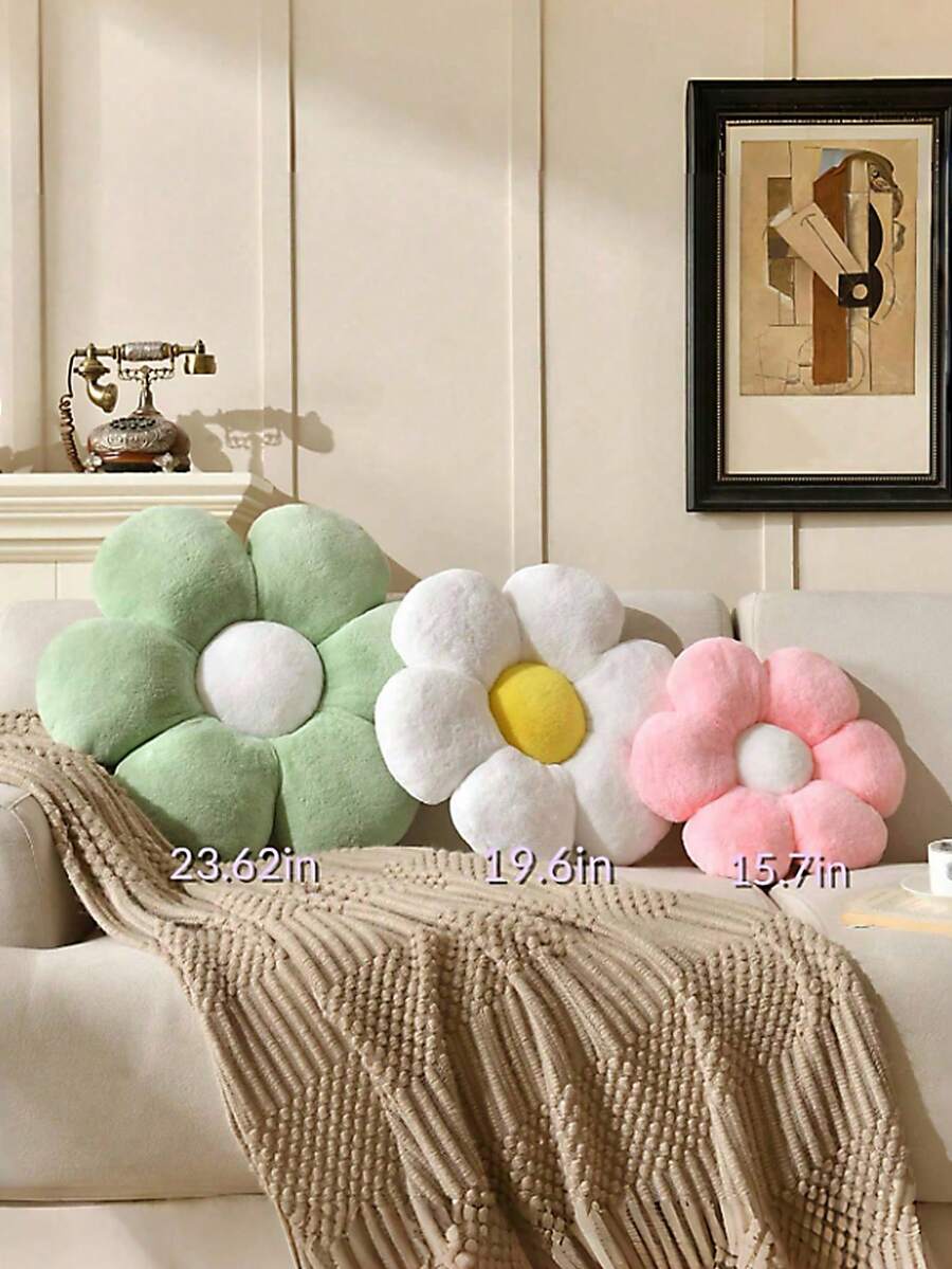 1pc Floral Decorative Throw Pillow, Cute & Soft Flower Plush Pillow