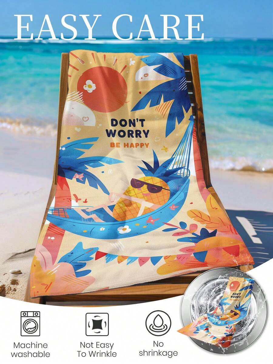 1pc Printed Beach Towel, Summer Fruit Pattern Swimwear