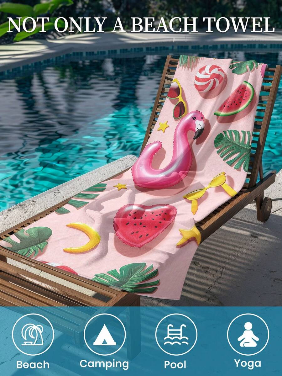 Printed Beach Towel, Flamingo Pattern Swimwear