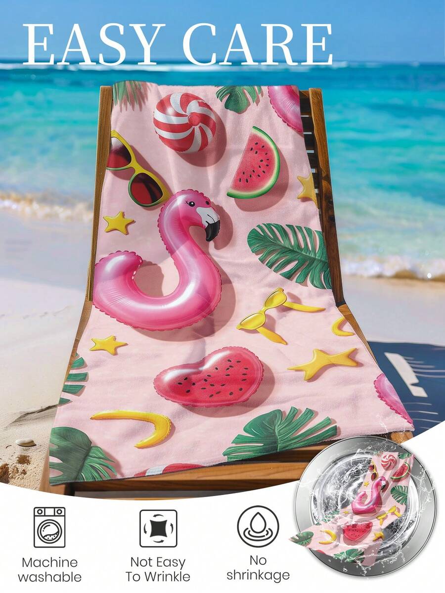 1pc Printed Beach Towel, Summer Fruit Pattern Swimwear