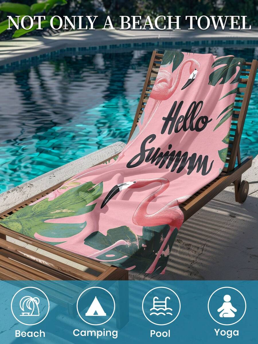 Printed Beach Towel, Flamingo Pattern Swimwear