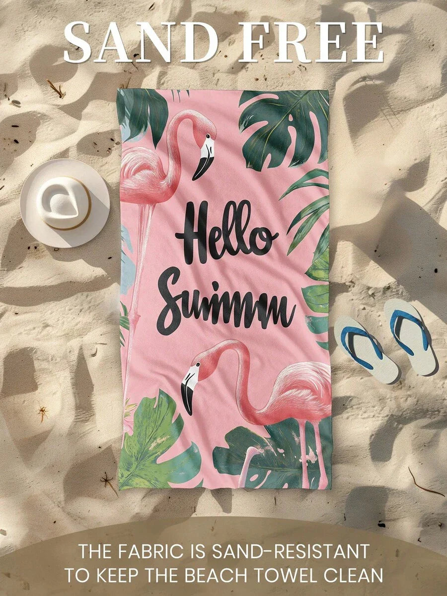 Printed Beach Towel, Flamingo Pattern Swimwear