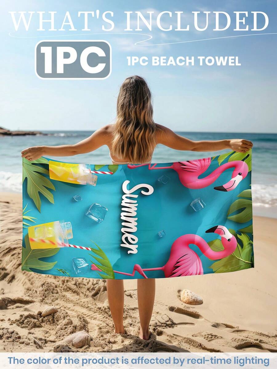 1pc Printed Beach Towel, Summer Fruit Pattern Swimwear