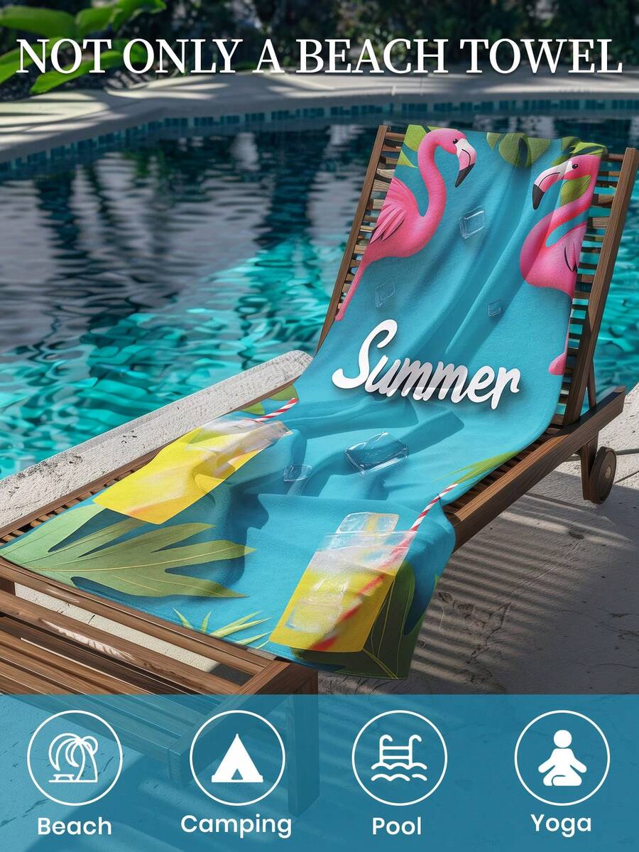 1pc Printed Beach Towel, Summer Fruit Pattern Swimwear