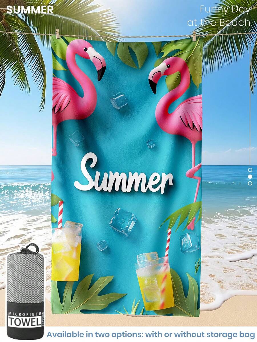 1pc Printed Beach Towel, Summer Fruit Pattern Swimwear