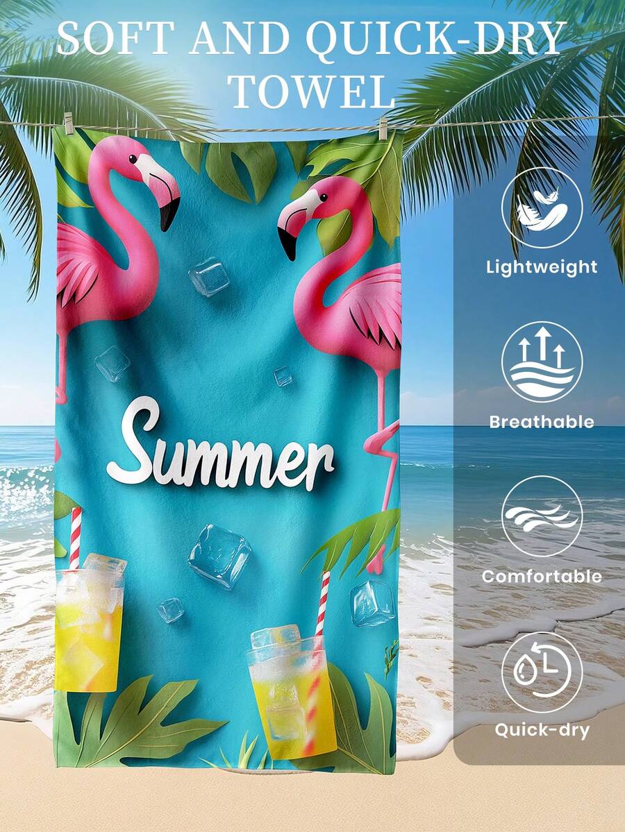 1pc Printed Beach Towel, Summer Fruit Pattern Swimwear