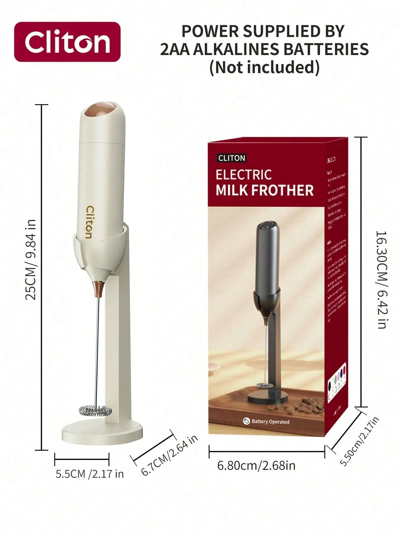 CLITON Battery-Powered Milk Frother