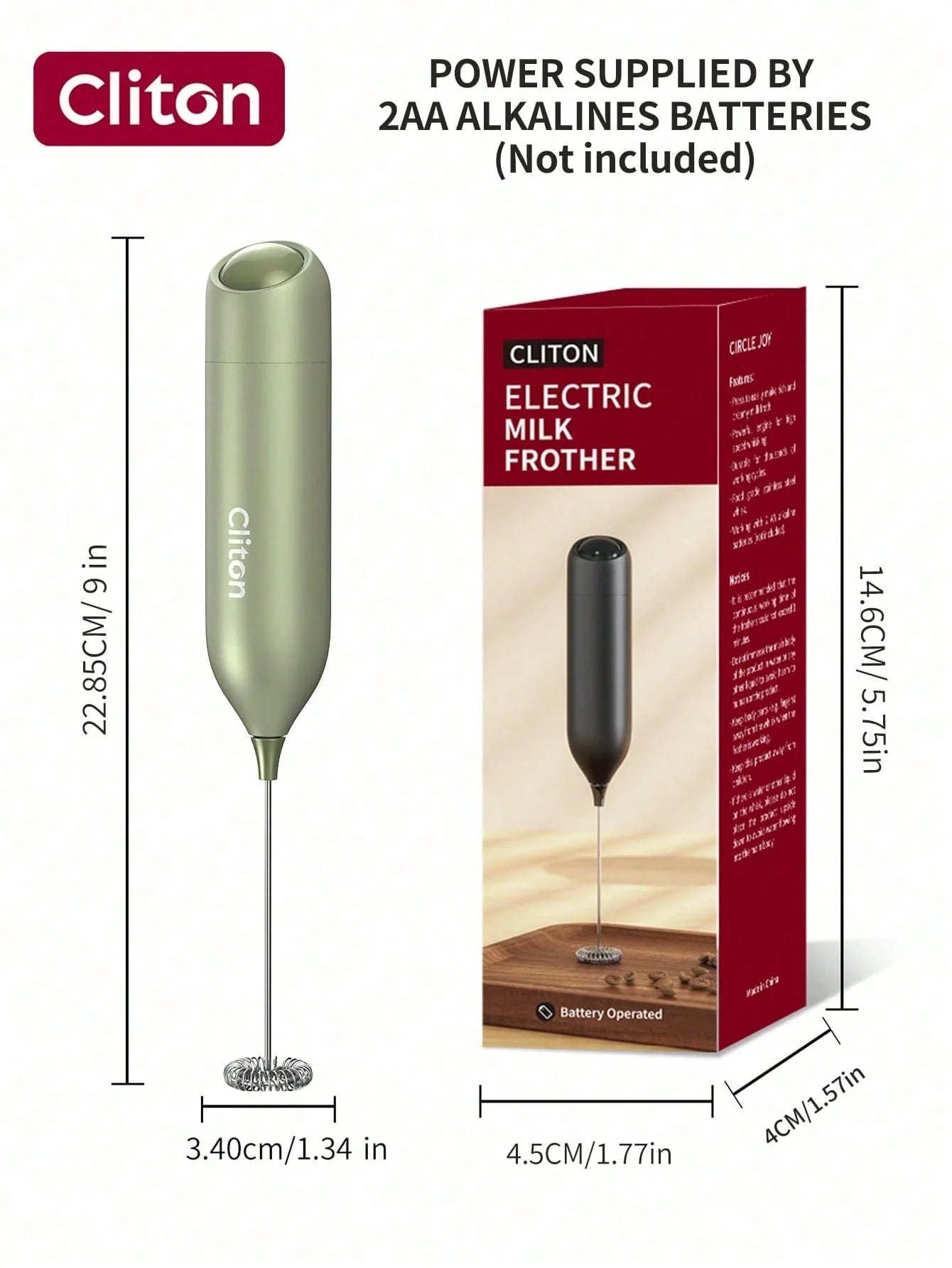 CLITON Battery-Powered Milk Frother
