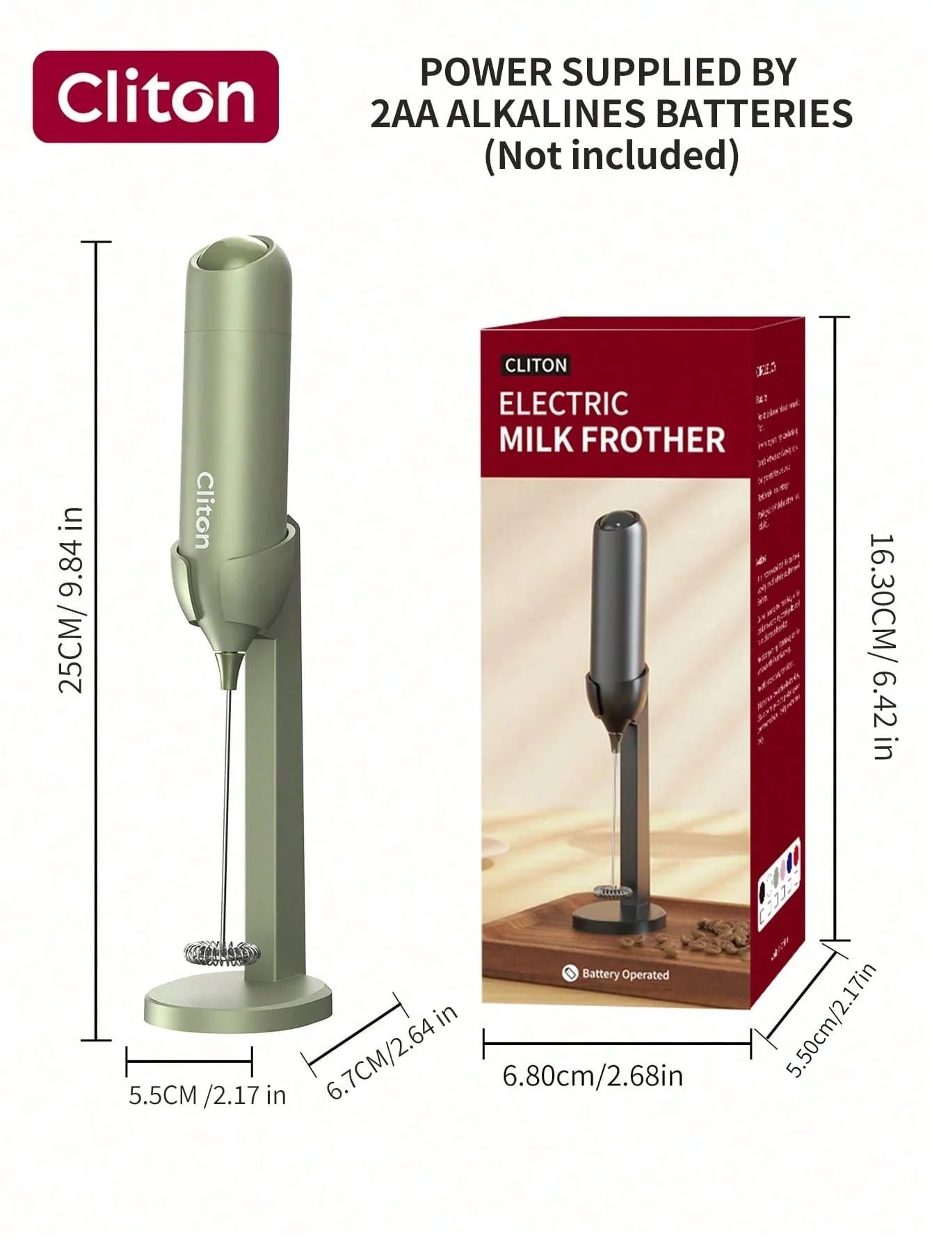 CLITON Battery-Powered Milk Frother