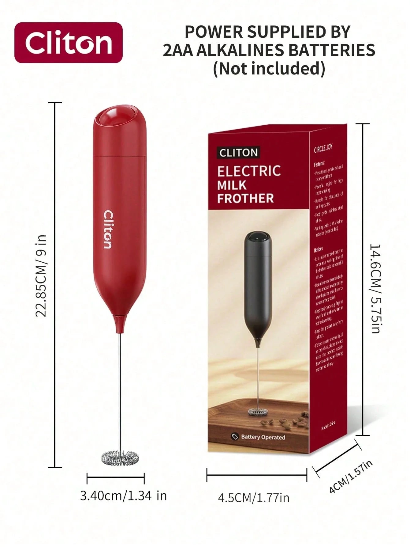 CLITON Battery-Powered Milk Frother
