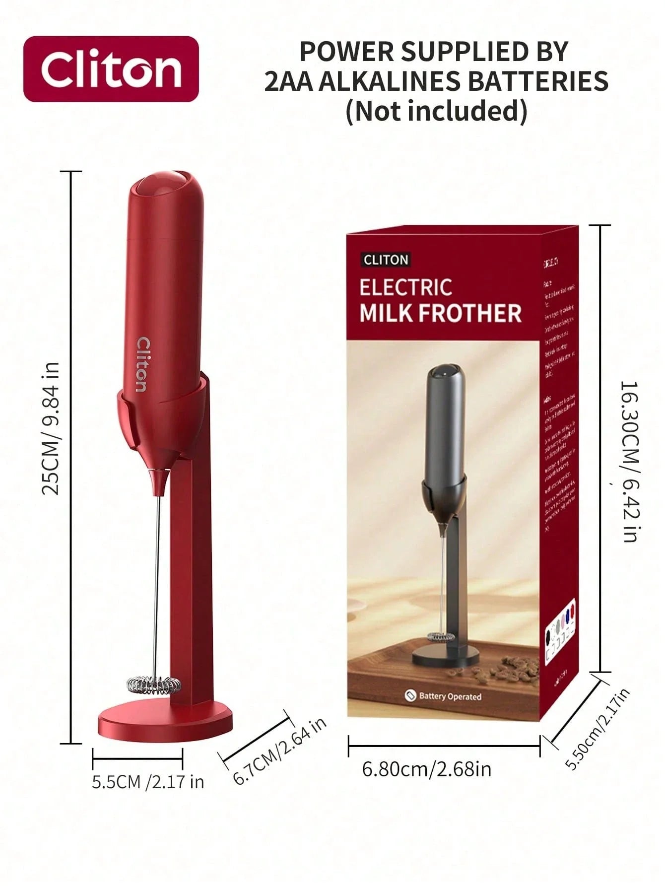 CLITON Battery-Powered Milk Frother