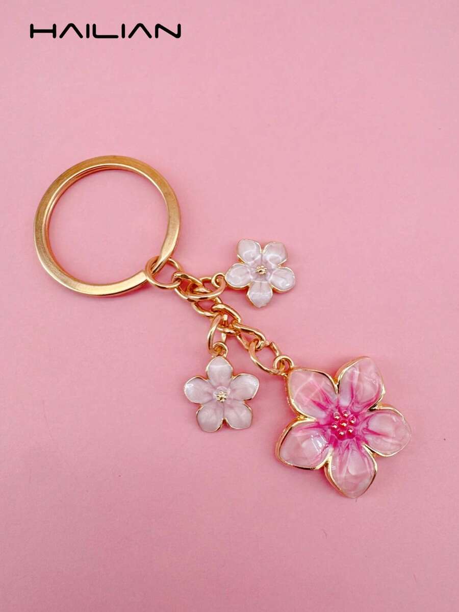 HAILIAN 1pc Sakura Shaped Keychain