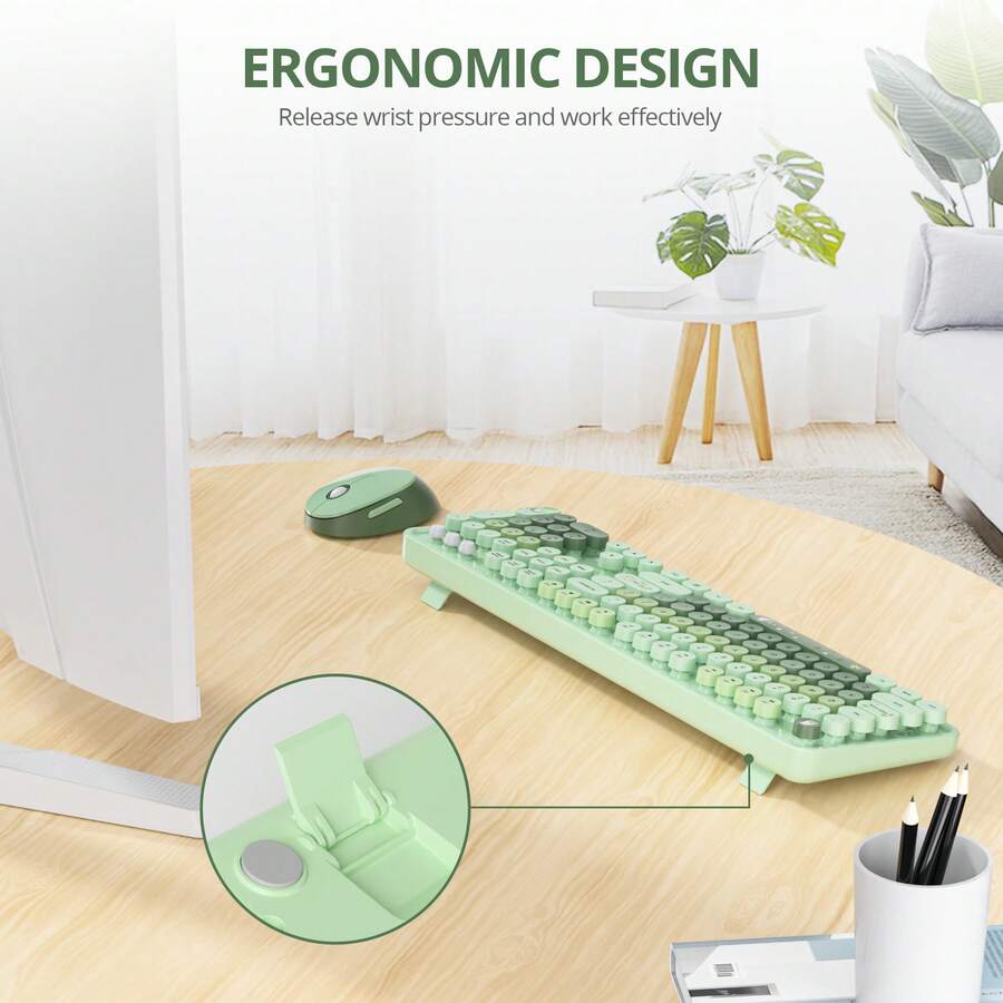 Wireless Keyboard And Mouse Set, Cute Keyboard And Mouse Combo