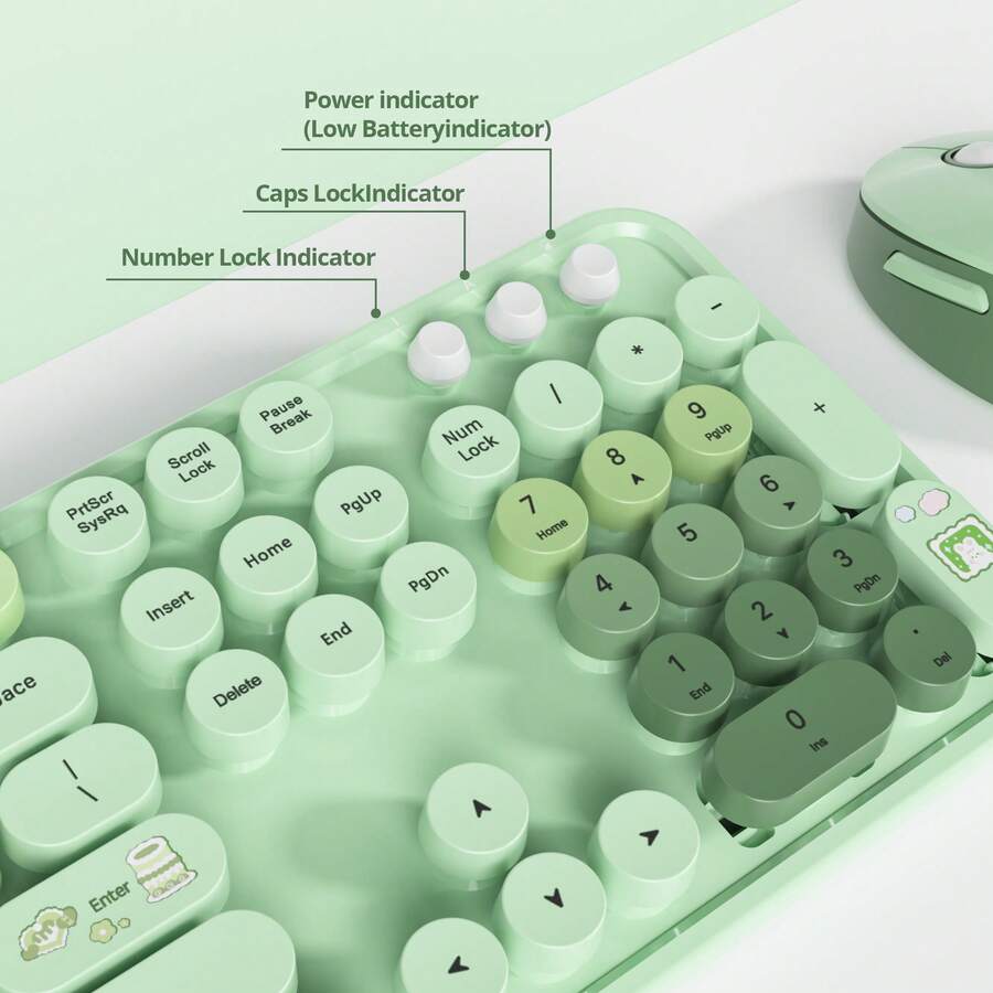 Wireless Keyboard And Mouse Set, Cute Keyboard And Mouse Combo