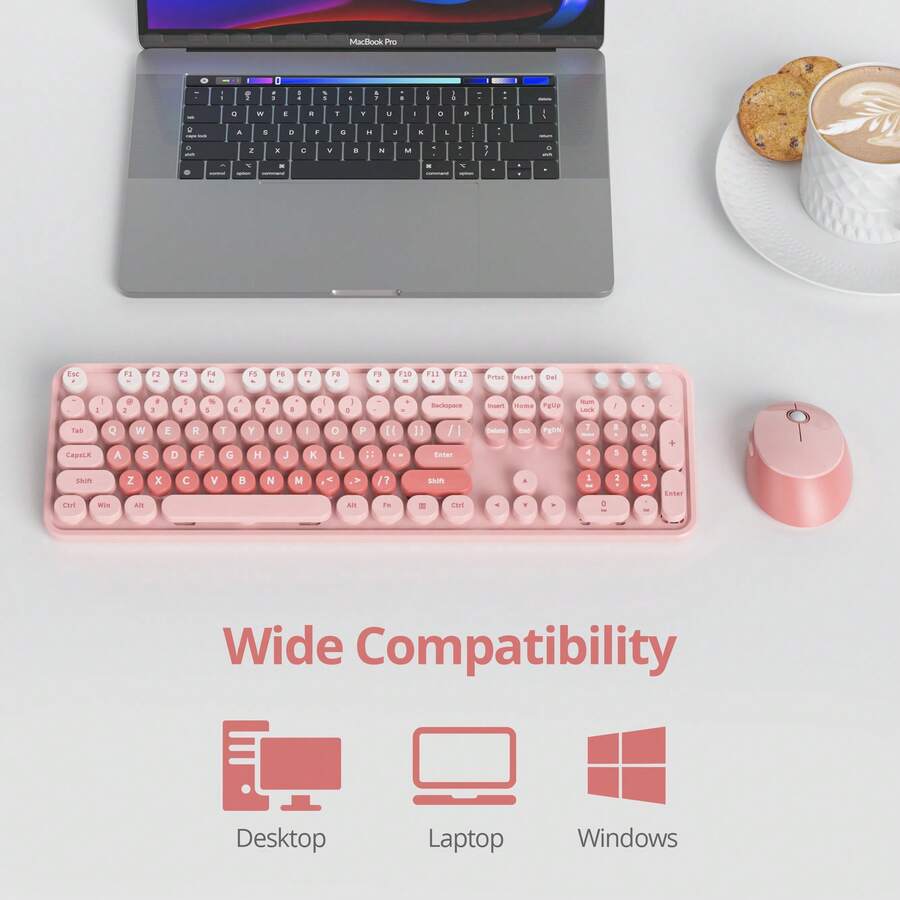 Wireless Keyboard And Mouse Set, Cute Keyboard And Mouse Combo